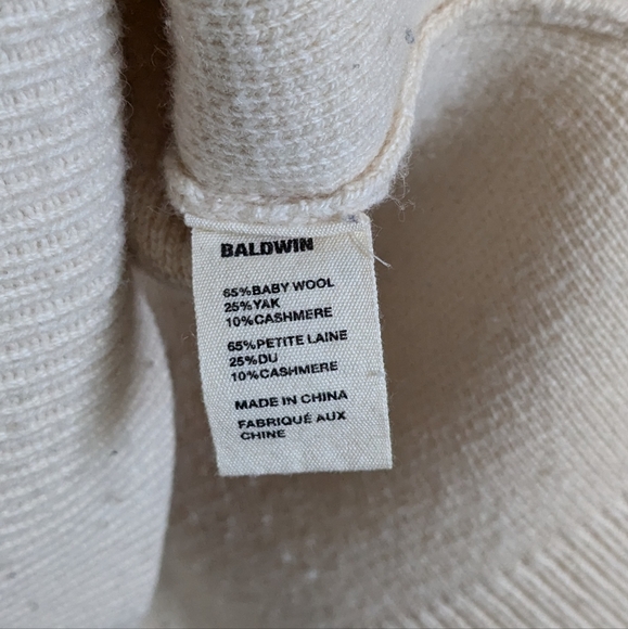 Baldwin Cream Cashmere Wool Mock Neck Boxy Fit Oversized Sweater S - Picture 5 of 6